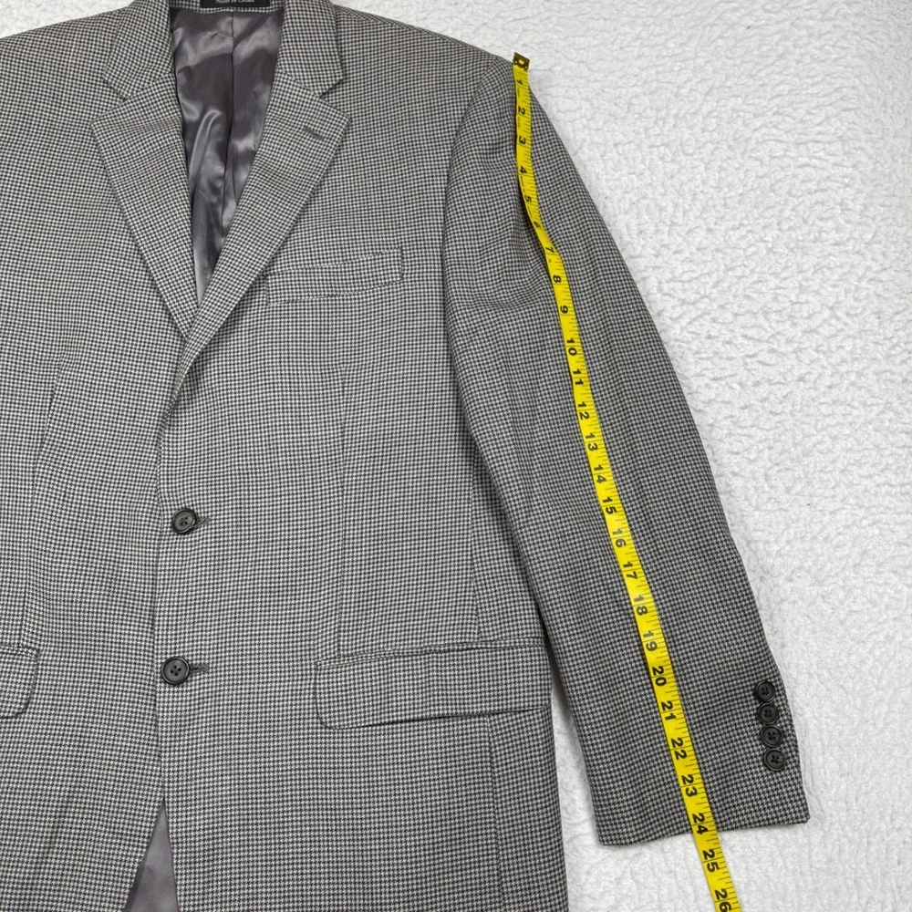Lauren Ralph Lauren Blazer Mens 40R Gray Houndstooth Silk Wool Jacket Business